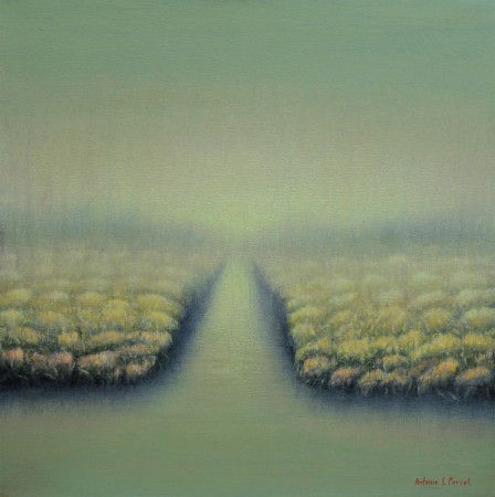 «Ambiente lacustre X». Temple vinílico sobre lienzo 50 x 50  cm. Sevilla 2017